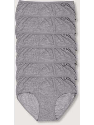 Tutku Bulut Fashion 0924 Tutku Kadın Gri 6'lı Paket Pamuklu Likralı Bato Külot