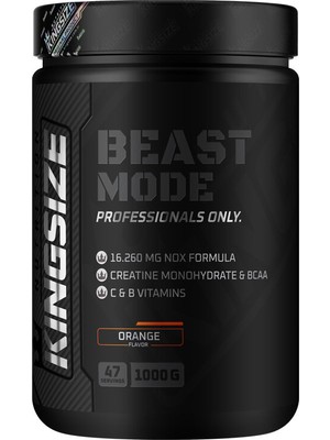 Kingsize Nutrition Beast Mode 1000 gr Portakal Aromalı 16.260 mg NOX Formülü ile Güç Artışı