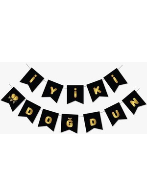 My Paper Craft Iyi Ki Doğdun Yazısı Siyah Üzerine Gold