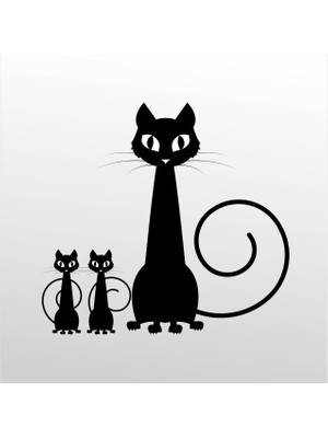 Technopa Folyo Sticker Aile Kedisi 130 cm Uzunluk Dekoratif Sticker