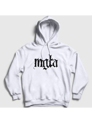 Presmono Unisex Beyaz Logo Mgla Kapüşonlu Sweatshirt