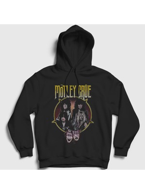 Presmono Unisex Siyah Band Mötley Crüe Kapüşonlu Sweatshirt