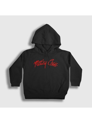 Presmono Unisex Çocuk Siyah Logo Mötley Crüe Kapüşonlu Sweatshirt