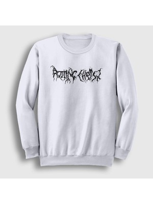 Presmono Unisex Beyaz Logo Rotting Christ Sweatshirt
