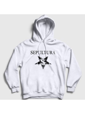 Presmono Unisex Beyaz Logo V2 Sepultura Kapüşonlu Sweatshirt