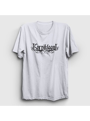 Presmono Unisex Beyaz Logo Korpiklaani T-Shirt