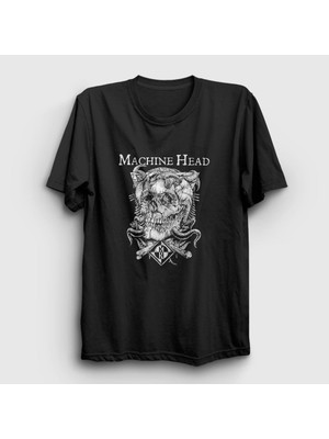 Presmono Unisex Siyah Skull Machine Head T-Shirt