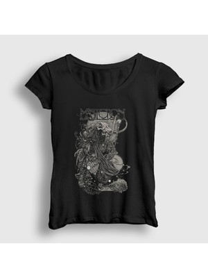Presmono Kadın Siyah Legend Mastodon T-Shirt