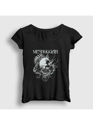 Presmono Kadın Siyah Spine Head Meshuggah T-Shirt