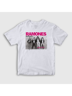 Presmono Unisex Çocuk Beyaz Anthology Ramones T-Shirt