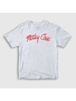 Presmono Unisex Çocuk Beyaz Logo Mötley Crüe T-Shirt