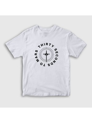 Presmono Unisex Çocuk Beyaz Circle 30 Seconds To Mars T-Shirt