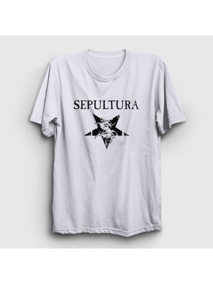 Presmono Unisex Beyaz Logo V2 Sepultura T-Shirt