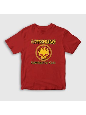 Presmono Unisex Çocuk Kırmızı Conspiracy The Offspring T-Shirt