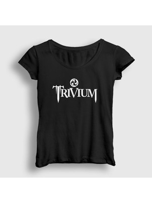 Presmono Kadın Siyah Logo Trivium T-Shirt
