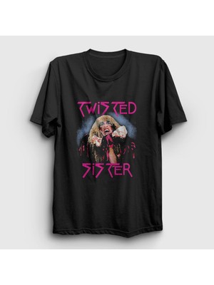 Presmono Unisex Siyah Twisted Sister T-Shirt