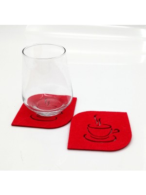 LORA DAVET Bardak Altlığı Keçe Oval KÖŞE KIRMIZI 61053