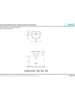 E.C.A Serel Çocuk Lavabo 40X50 cm Duvara Monte 8701TDS110H