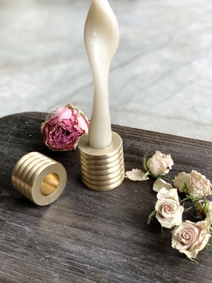 Dekofabrik Pirinç Boğumlu Silindir Şamdan, 2'li Set