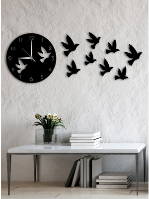 Dem Studio Kuş Tasarımlı Modern Dekoratif Ahşap Duvar Saati