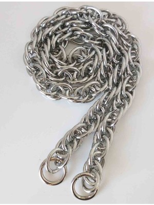 Angel Çanta Aksesuar 100 cm Çift Halka Döngülü Zincir Yaylı Halkalı Gümüş Renk