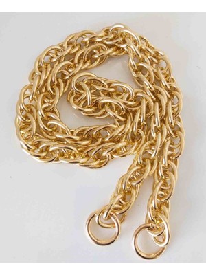 Angel Çanta Aksesuar 100 cm Çift Halka Döngülü Zincir Yaylı Halkalı Light Gold Renk