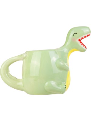 Karaca Dinosaur Mug Porselen Desenli Tek Parça Yeşil Renk Kahve Çay Servisi İçin