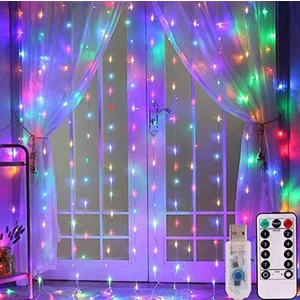 Sge Teknoloji  3x3 Metre Kumandalı Rgb Çok Renkli LED Perde Işığı Peri LED