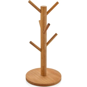 Sys Store Dekoratif Modern Altı Bölmeli Ahşap Bambu Kupa Bardak Askılığı