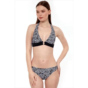 40664 Siyah Beyaz Çiçekli Bikini Takımı