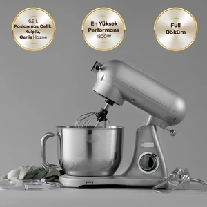 Powercast Chef Döküm Stand Mikser Silver Mutfak Şefi 1800W 6,2 Lt