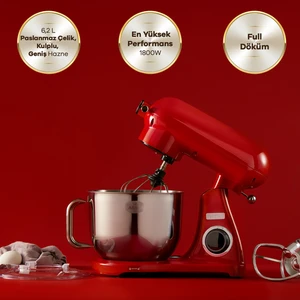 Powercast Chef Döküm Stand Mikser Red Mutfak Şefi 1800W 6,2 Lt