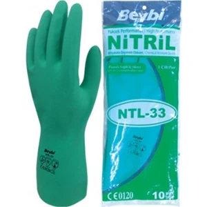 Korun Yeşil Nitril Kimyasal Eldiven 33CM