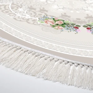 Exclusive Saray Saçaklı Dijital Halı Nida Krem