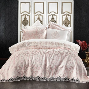 Zebra Casa Astor Damask Pudra Çift Kişilik Saten Nevresim Pike Seti