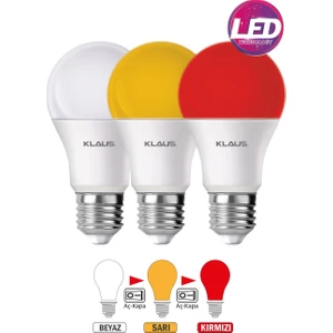 3 Renkli LED Lamba Beyaz Sarı Kırmızı 9W