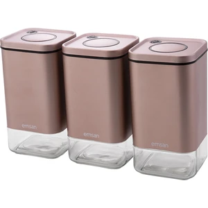 Plaza 3lü Orta Kavanoz Seti-Golden Pink