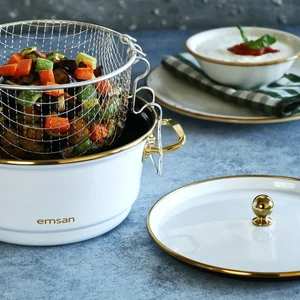 Troy Emaye 20 cm Kızartma Tenceresi  Beyaz