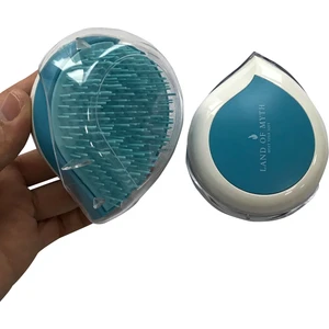 Land Of Myth - LOM1247 Compact Detangling Brush To Go - Çanta Tipi Kapaklı Saç Açma Tarama Fırçası – Blue White