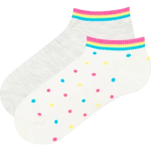 Çok Renkli Kız Çocuk Dotted 2li Patik Çorap