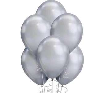 Gümüş Metalik Balon 10 Adet