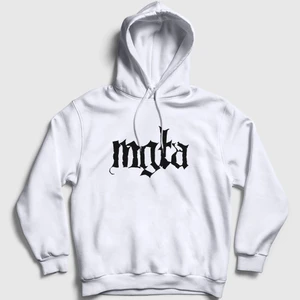 Unisex Beyaz Logo Mgla Kapüşonlu Sweatshirt
