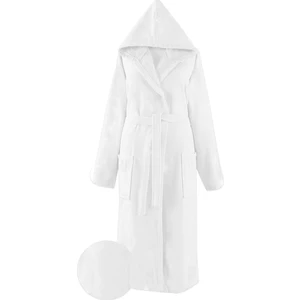 Pamuk Kapüşonlu Unisex Bornoz Beyaz S M