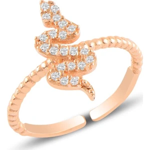 Söğütlü Silver Gümüş Rose Alttan Ayarlanabilir Yılan Yüzük