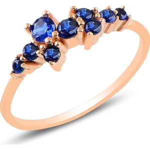 Söğütlü Silver Gümüş Rose Safir  Taşlı Lady Gümüş Yüzük