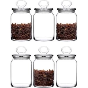6'lı  Kitchen Slim Cam Kapaklı Orta Boy Kavanoz Seti  860 Cc.