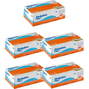 Beyaz Lateks Eldiven Pudrasız (M) 100lü Paket 5 Adet