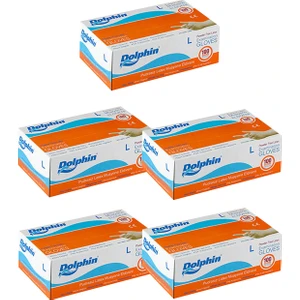 Beyaz Lateks Eldiven Pudrasız (L) 100lü Paket 5 Adet