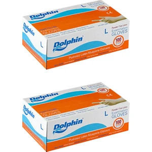 Beyaz Lateks Eldiven Pudrasız (L) 100lü Paket 2 Adet