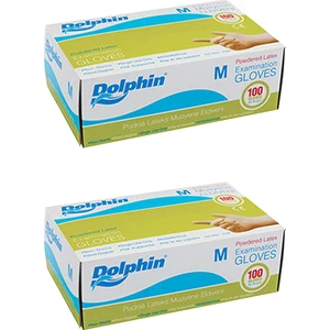 Beyaz Lateks Eldiven Pudralı (M) 100lü Paket 2 Adet